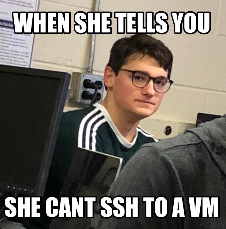 Лицо парня, когда девушка говорит ему, что не может подключиться по SSH.